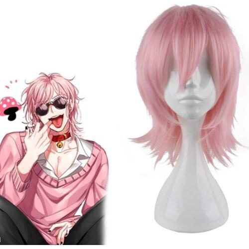 40CM Ayato Yuri Pink Short Wig Cosplay Costume Yarichin Bitch Bu Club Heat Resistant Synthetic Hair Men Party Wigs