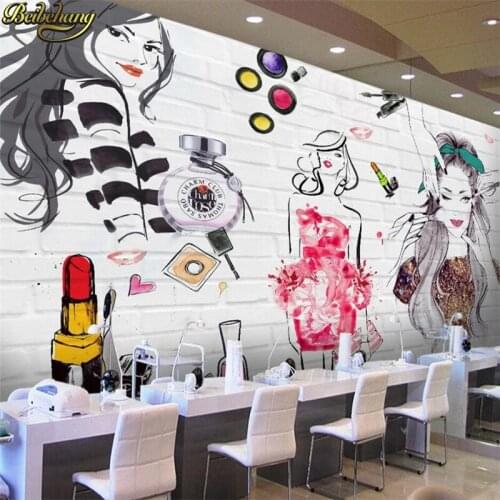 Beibehang custom 3d wallpaper mural watercolor brick wall beauty beauty shop cosmetics store background wall papel de pared