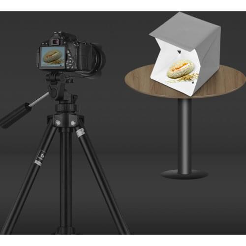 Portable DIY LED Studio Light Box 6000K Mini Foldable Photography Tent with Black White Backgrounds for Still Life Photography