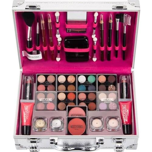 56PCS Professional Multifunctional Makeup Gift Set Portable Eyeshadow Lips Concealer Fundation Eye Face Makeup Set With Brushes