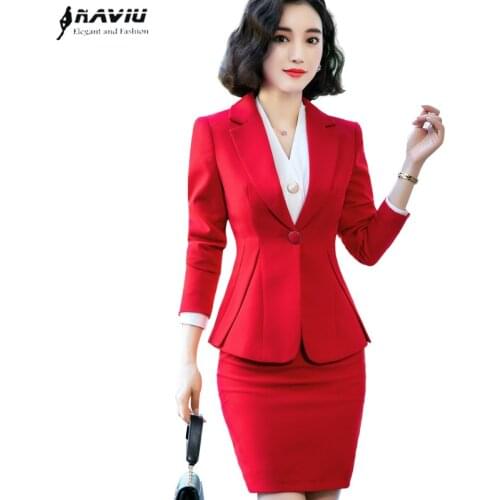Professional Women Office Suit Autumn Winter New Formal Interview Long Sleeve Blazer and Skirt Fashion Work Wear