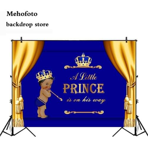 Mehofoto Blue Newborn Baby Shower Photography Backdrop Royal Crown Photo Background Studio Prince Party Decoration Photo 137