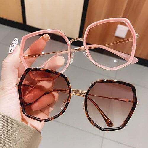 Fashion Polygon Gradient Women Sunglasses Vintage Irregular Big Frame Eyewear Trending Ladies Shades Pink Sun Glasses