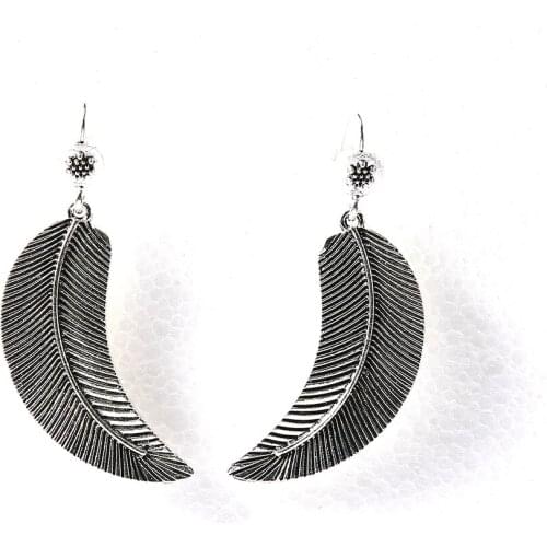 Boho Black Feather Animal Drop Earrings Vintage Tassels Geometric Lines Dangle Earring for Women Party Birthday Ear Jewelry Gift