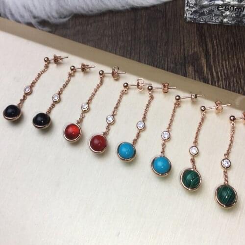 New fashion brand rotating beads earrings natural gems Luxury ladies jewelry Colorful rose gold earrings party birthday gift gir