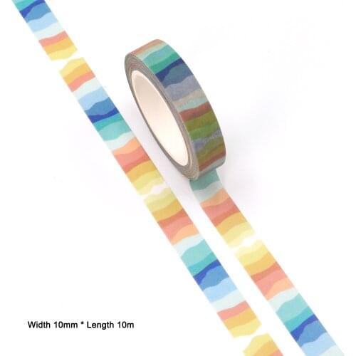 1PC 15MM*10M Colorful stripes washi tape Masking Tapes Decorative Stickers DIY Stationery School Supplies