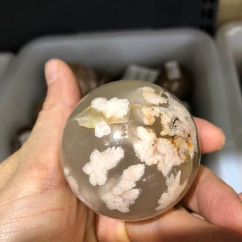 1PC Natural Sakura Cherry Agate Quartz Crystal Quartz Crystal Sphere Ball Healing Decor Gifts Natural Minerals