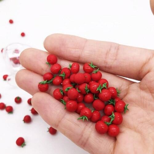 Cute mini 10Pcs 1:12 Scale Dollhouse Resin Artificial Fake Miniature Fruit Tomato Kitchen Food Model Accessories Toy gift