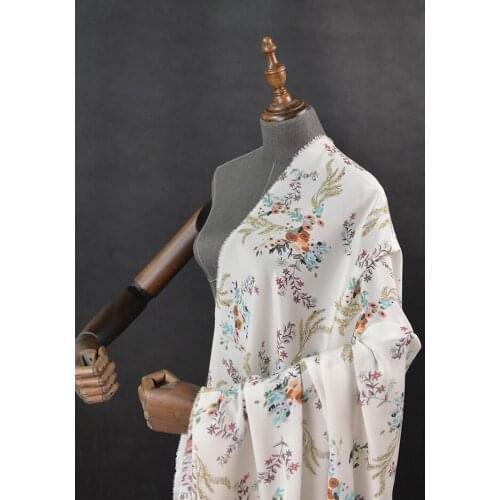 100cm*135cm Floral Crepe De Chine 100% Silk Fabric 12mm Summer Shirt Dress