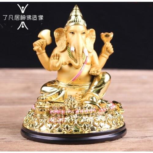 11CM tall # Greco-Buddhist HOME OFFICE Talisman efficacious family Protection # India, Thailand Gilding Ganesha Buddha statue