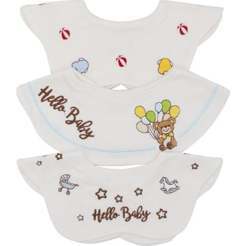 3 Pcs 360 ââÂ° Rotate Baby Feeding Drool Bibs Embroidery Saliva Towel Burp Cloth