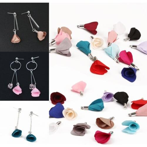 30/60pcs/lot Fabric Flower Tassels Charm Pendants For DIY Earring Necklace Keychain Jewelry Findings Making Handmade Accessories