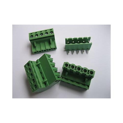 30 pcs 5.08mm Angle 5 pin Screw Terminal Block Connector Pluggable Type Green