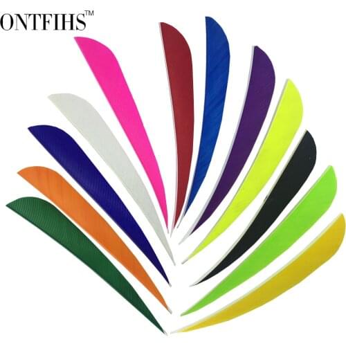 50pcs 4" Water Drop Fletching Feathers Archery Hunting Shooting Real Turkey Arrow Feather - 4INCH Parabolic Archery Feather