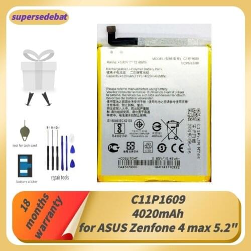 Supersedebat Phone Battery for ASUS Zenfone 4 Max 5.2" ZC520KL X00HD Zenfone 3 Max 5.5" ZC553KL X00DDA Bateria C11P1609 Batterie