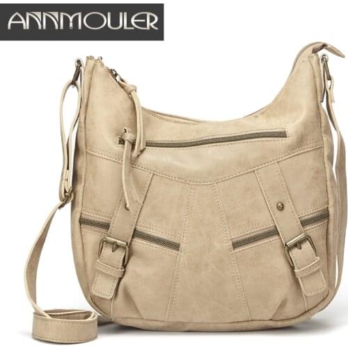 Annmouler Fashion Women Handbags Pu Leather Shoulder Bag Small Ladies Messenger Bag Pockets Crossbody Bag for Girls Tote Bag Sa