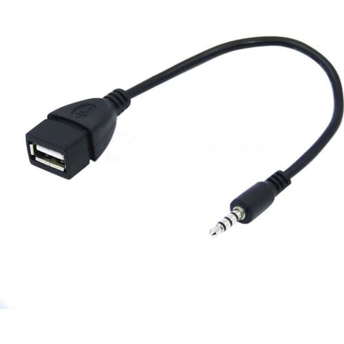3.5mm Male Audio AUX Jack to USB 2.0 Type A Female OTG Converter Adapter Cable for Car MP3 18cm Portable Convenient Cable