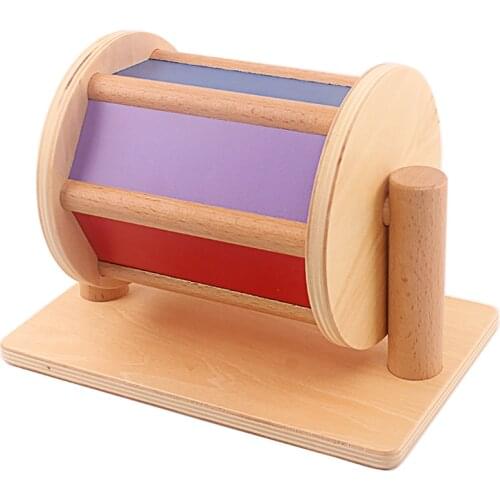 Montessori Wooden Textile Drum Colorful Sensory Toys 0-3 Years Old IC Class Toddlers & Infants Early Education Educational Toys