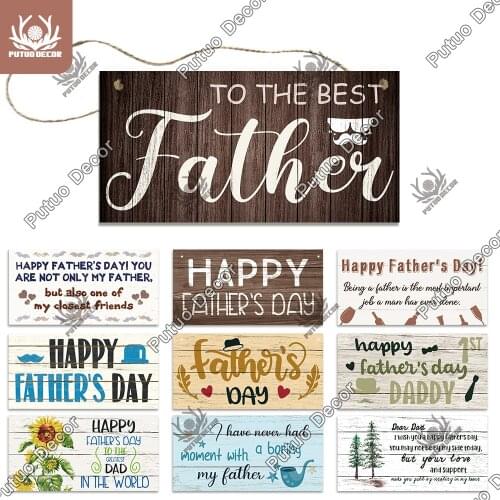 Putuo Decor 2021 Fathers Day Wooden Sign Love Plaque Rustic Wood Hanging Sign Home Decoration Living Room Wall Decor Gift