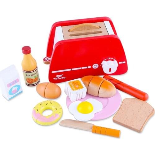 Kids Pretend Play Sets Simulation Wooden Pop-Up Early Learning Toasters Bread Maker Play House Nutrition Breakfast Toy Gifts
