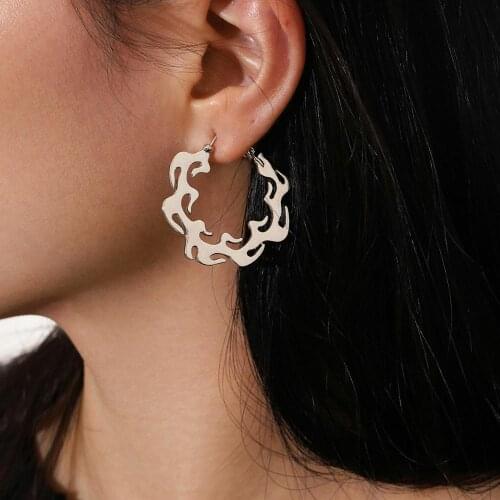 European Simple Silver Color Flame Earrings Women Punk Hip Hop Creative Exaggerated Holiday Party Jewelry Friendship Gift