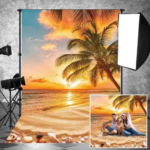 Hawaii Luau Aloha Theme Beach Backdrop Summer Sunset Tropical Ocean Seaside Photography Background Party Decoration