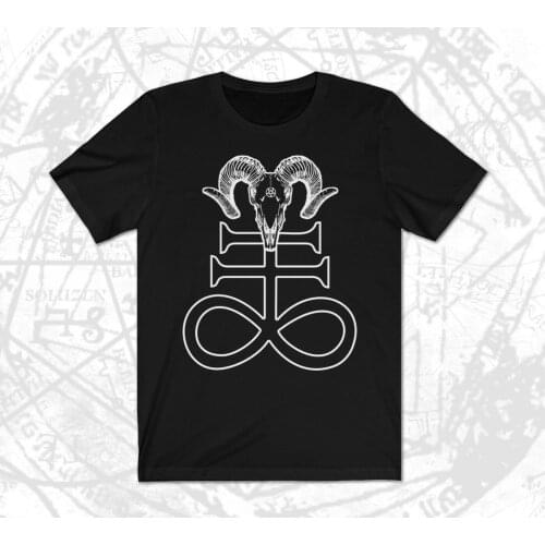Baphomet Lucifer Occult Pentagram Satanic Left Hand Path T-Shirt. Summer Cotton O-Neck Short Sleeve Mens T Shirt New S-3XL