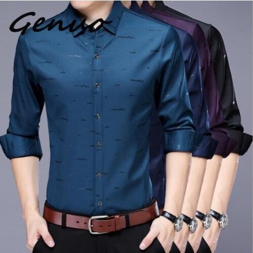 Genuo New Casual Shirts Plus Size Long Sleeve Shirt Men Dress Brand Clothes 2020 Autumn New Arrivals Cotton Camisa Masculina