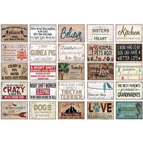 Classic Family Sister Believe Kisses Quote Metal Plaque Vintage Tin Sign Home Decor Decorative Poster Wall Art Painting Decor