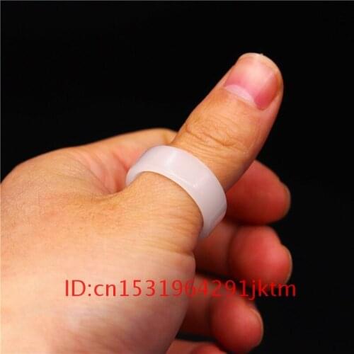 Hetian Jade Ring Women Amulet Jewelry Natural Carved Jadeite White Chinese Charm Men for Fashion Crafts Gifts Hand