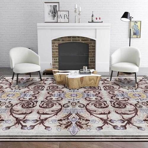 Retro European Style Carpet and Rug Ethnic Floral Print Living Room Sofa Table Anti-Slip Floor Mat Bathroom Kitchen Door Tapete