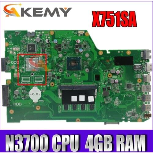 X751SA N3700 CPU DDR3L 4GB RAM mainboard For ASUS X751S X751SA X751SV Laptop motherboard 90NB07M0-R00050 Tested free shipping