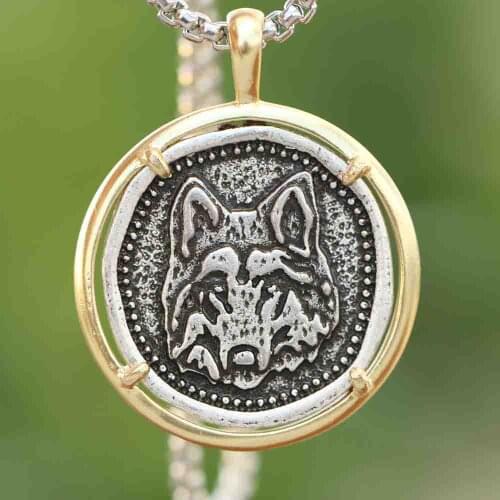 Trendy Viking Wolf Necklace Mens Celt Wolves Head Pendant Animal Jewelry wholesales