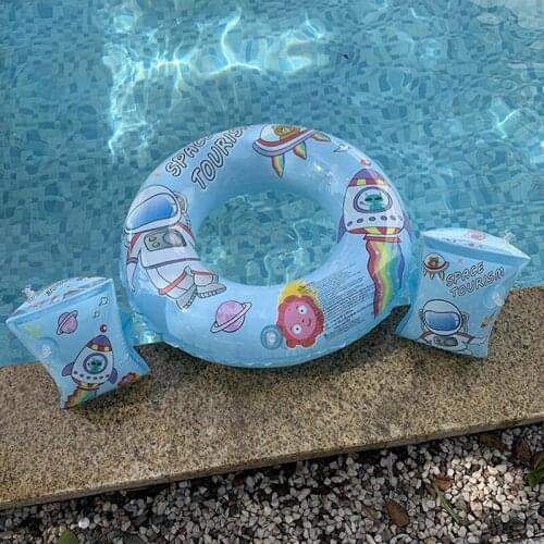 Cartoon Astronaut Baby Inflatable Swimming Ring Pool Float Children Swimming Ring Baby Seat Pool Party Beach Toy