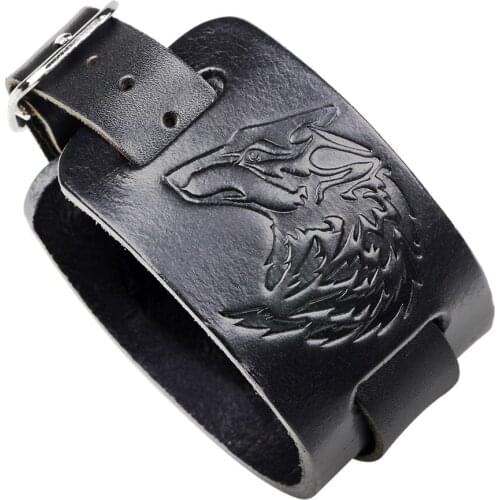 New Style Thermal Cowhide Pin Imprint Bracelet Punk Rock mens Leather Bracelet Gift