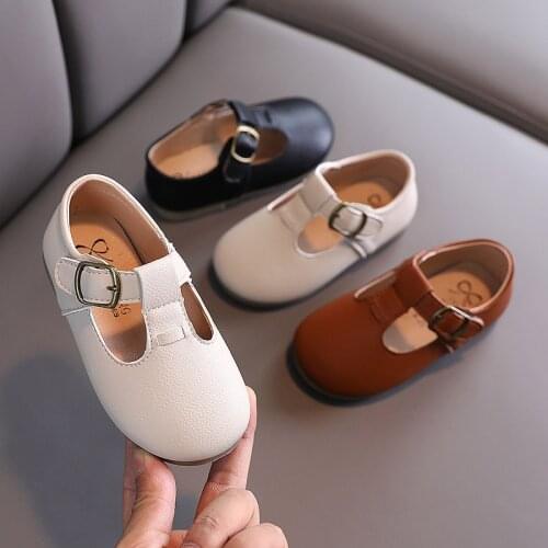 New Toddler Baby Brown Leather Shoes for Kids Little Girls T Strap Princess Dress Shoes 3 4 5 6 7 Years old Boy Casual Sneaker