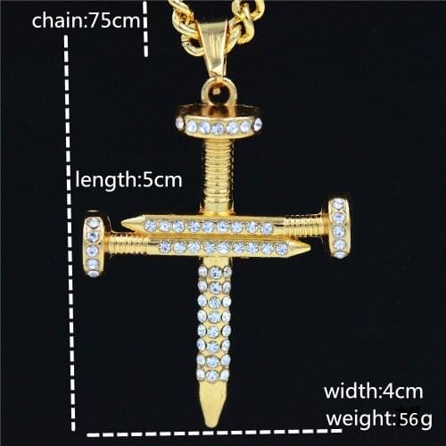 2021 New exquisite accessories high-end jewelry punk jewelry Jesus gold cross jewelry with Rhinestone pendant hip hop Necklace