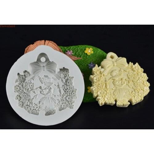 New Innovative Liquid Silicone Aromatherapy Piece Mold Girl Bow Embossed Handmade Soap Mold Fondant Cake Decorating Tools