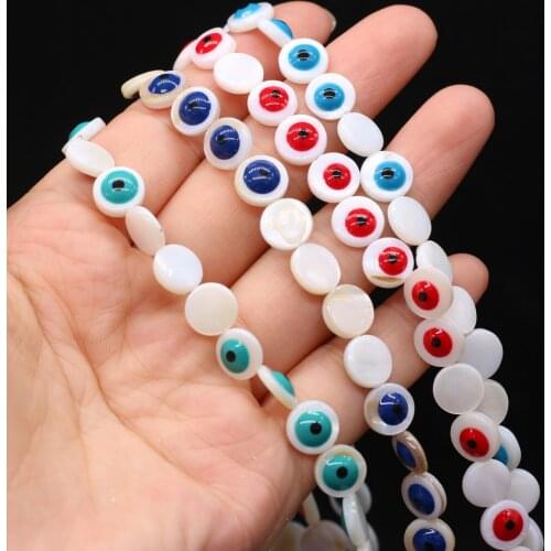 Natural Shell Beads Dyed Evil Eye Loose Spacer Bead for Jewelry Making DIY Bracelet Necklace Accessories 15