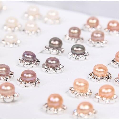 Wholesale 100pairs/lot Real Freshwater Pearl Earrings Silver Plated Stud Earrings Nice Gift