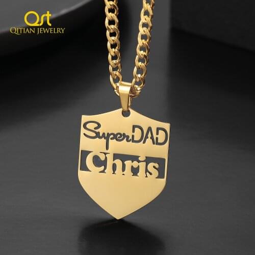 Personalized Name Necklace For Men Stainless Steel Necklace 18K Gold Plating Nameplate Customized Jewelry For Fathers Day Gift