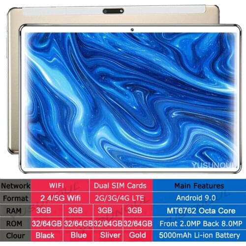 High Version Super Glass 4G LTE 5G Wifi New Google Market 10 inch Tablet Android 9.0 8 Cores GPS Tablets 10 10.1"+64GB TF Card