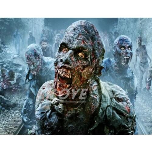 Full Square/Round 5D DIY Diamond Painting Horror Zombie 3D Embroidery Mosaic Cross Stich Kits Art Stickers Pictures Decor DF506