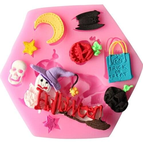 Halloween Skull Pumpkin Silicone Mold Fondant Cake Molds Chocolate Candy Biscuits Mould Baking Cake Wedding Decoration Tools