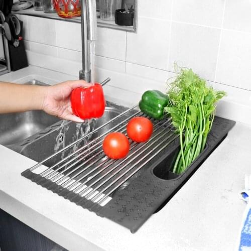 Kitchen Drying Rack Foldable Dish Drainer Folding Sink Shelf Multi-Use Tablewar Organizer Basket Bowle kitchen Accessories