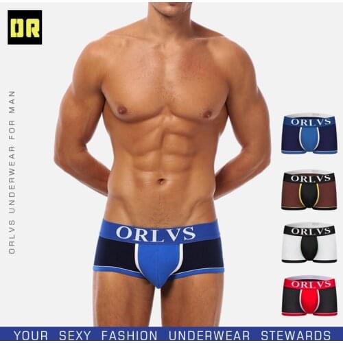 ORLVS Mens Boxers Underwear Breathable Men Boxer Underwear Men Boxer Cotton Comfortable Underwear Gay Short Sexy Underpants