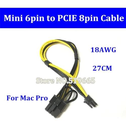 High quality mini 6pin male to pcie 8pin male video card 6 pin to 8 pin power cable for Mac Pro G5 GTX680 GTX480 Yellow&Black