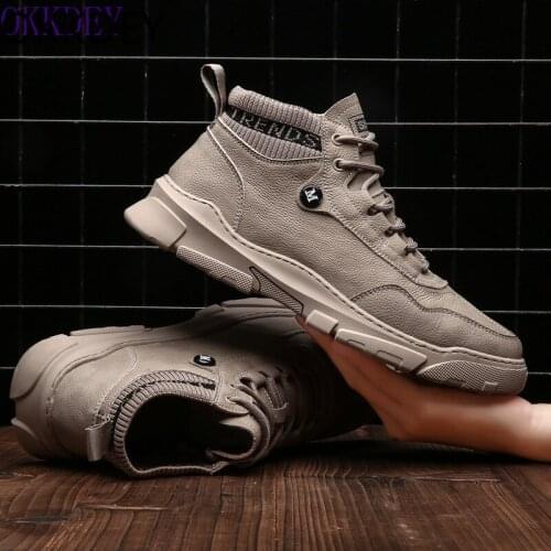 Okkdey 2020 autumn and winter new Martin boots casual all-match Korean thick-soled increased non-slip mens shoes