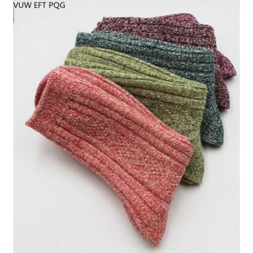 Womens Sock Autumn And Winter Increase Long Double Needle Twist Womens Socks National Wind Wool Crew And Line Rabbit Wool