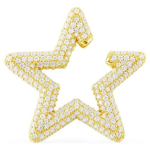 SLJELY 2020 New Fashion 925 Sterling Silver Gold Color Romantic Star Ear Bone Cuff Sliding Geometric Clip Earring 1pc for Women